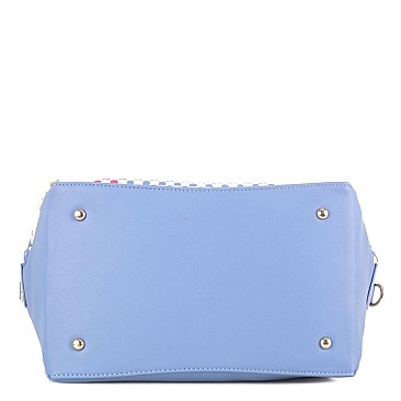 Multi-Shade Weave Tasseled 2-Way Bag