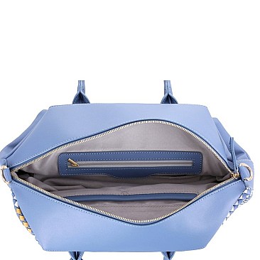 Multi-Shade Weave Tasseled 2-Way Bag