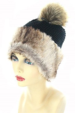 Fashionable Faux Fur Pom Pom Beanies FM-AT158