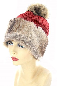 Fashionable Faux Fur Pom Pom Beanies FM-AT158