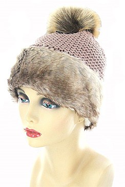 Fashionable Faux Fur Pom Pom Beanies FM-AT158