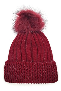 POMPOM CROCHET GLITTER BEANIES