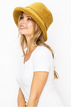 Trendy Solid Sherpa Winter Bucket Hat