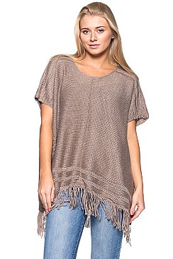 Fashionable Fringe Poncho with Button on the Side FM-AV207