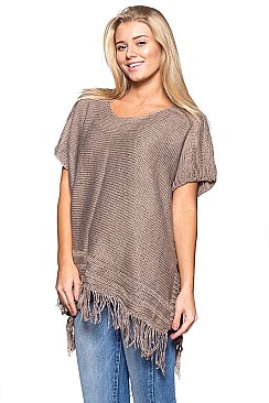 Fashionable Fringe Poncho with Button on the Side FM-AV207