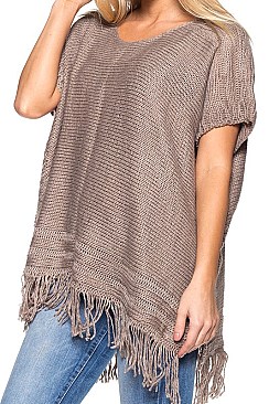 Fashionable Fringe Poncho with Button on the Side FM-AV207