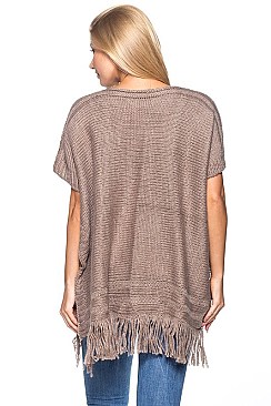 Fashionable Fringe Poncho with Button on the Side FM-AV207