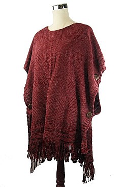 Fashionable Fringe Poncho with Button on the Side FM-AV207