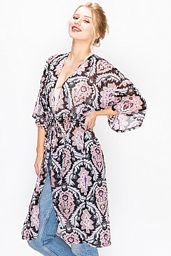 Stylish Print Long Light Topper Kimono