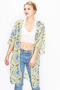 Stylish Print Long Light Topper Kimono