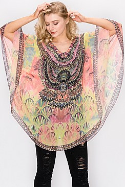 Retro Printing Topper Kimono COVER UP