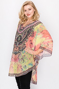 Retro Printing Topper Kimono COVER UP