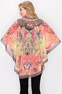 Retro Printing Topper Kimono COVER UP