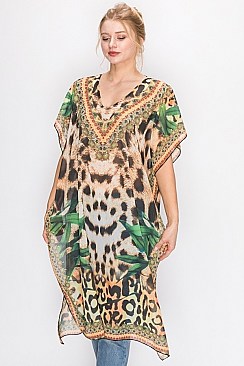 LONGLINE LEOPARD FASHION KIMONO