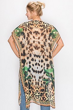 LONGLINE LEOPARD FASHION KIMONO