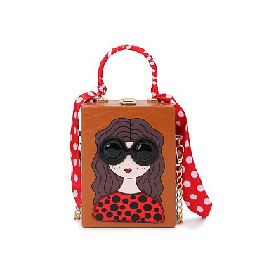 3D Lady Face Box Shaped Handbag With Scarf