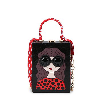 3D Lady Face Box Shaped Handbag With Scarf