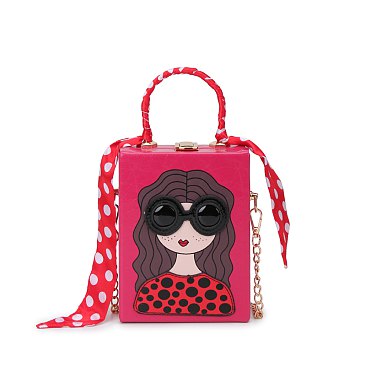 Novelty Unique 3D Lady Face Box Shaped Handbag,