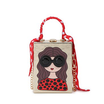 3D Lady Face Box Shaped Handbag With Scarf