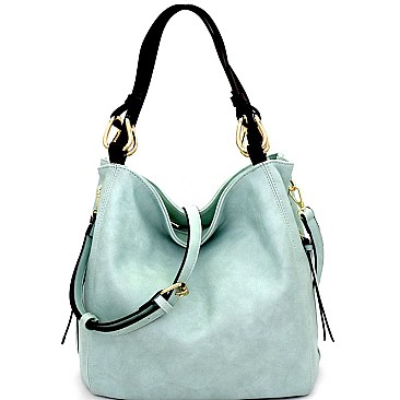 B0159-LP Hardware Accent 2 Tone Bucket Hobo