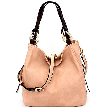 B0159-LP Hardware Accent 2 Tone Bucket Hobo