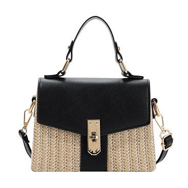 Straw Modern Satchel-Crossbody Bag