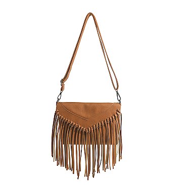 Fringed Flap Cross Body Messenger