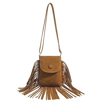 Fringed Flap Cell-Phone Holder Cross-Body