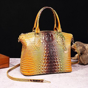 Tie-dyed Crocodile Skin Large Satchel Bag