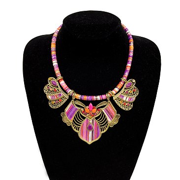 2in1 Ethnic Beaded Necklace-Earring Set