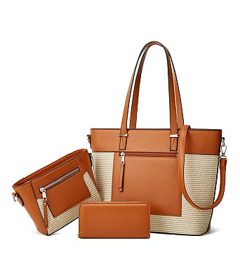 Fashion 3-in-1 Staw Shopper Set