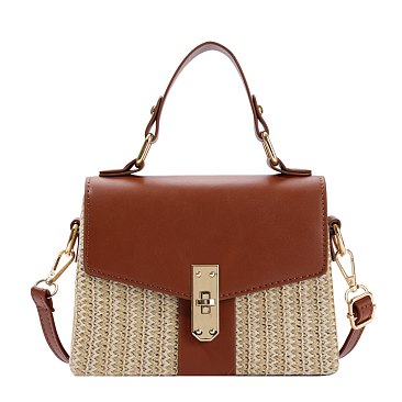 Straw Modern Satchel-Crossbody Bag