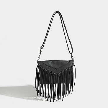 Fringed Flap Cross Body Messenger