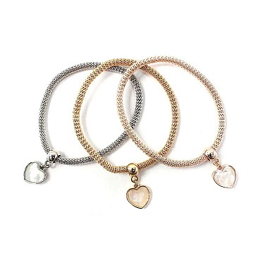 3 PC W/ HEARTS STRETCH BRACELET SET