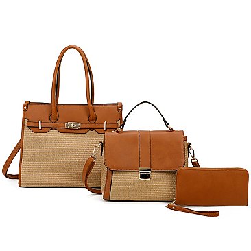 Straw Colorblock 3-in-1 Satchel