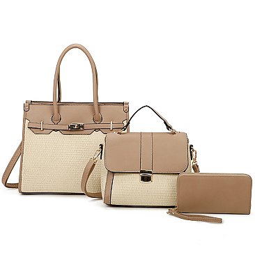 Straw Colorblock 3-in-1 Satchel