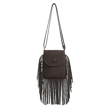 Fringed Flap Cell-Phone Holder Cross-Body