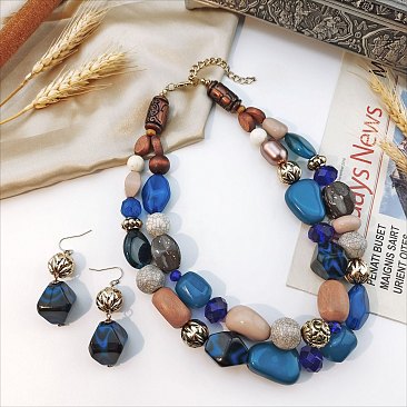Stone Colorful Paradise Necklace Set
