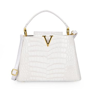 Patent Croc -V- Emblem Bucket Handbag