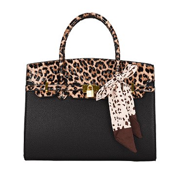 Large Size Scarfed Croc Combo Satchel Handbag