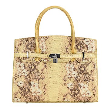 Exceptional Crocodile Padlock Two-Tone Satchel
