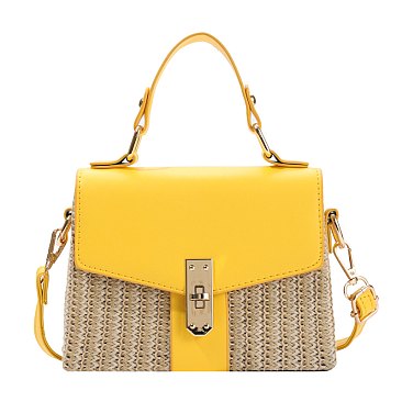 Straw Modern Satchel-Crossbody Bag