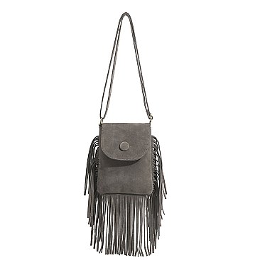 Fringed Flap Cell-Phone Holder Cross-Body