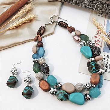 Stone Colorful Paradise Necklace Set