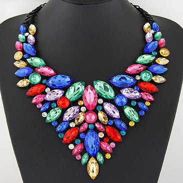 Crystal Rhinestone Bib Style Necklace