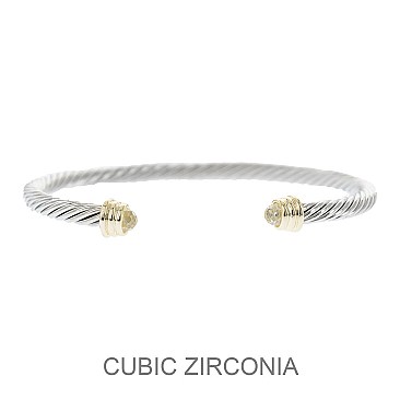 CZ TIPS WIRE CUFF BRACELET