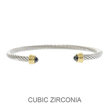 CZ TIPS WIRE CUFF BRACELET