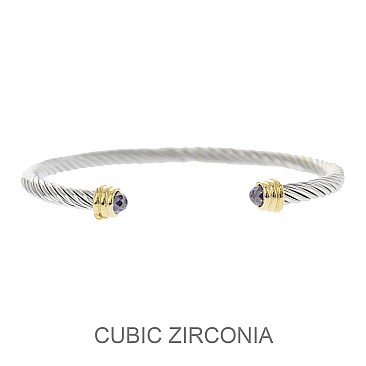 CZ TIPS WIRE CUFF BRACELET