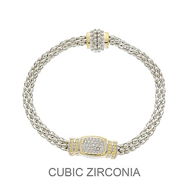 MAGNETIC TWO TONE PAVE CZ BRACELET
