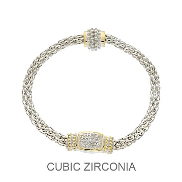 MAGNETIC TWO TONE PAVE CZ BRACELET